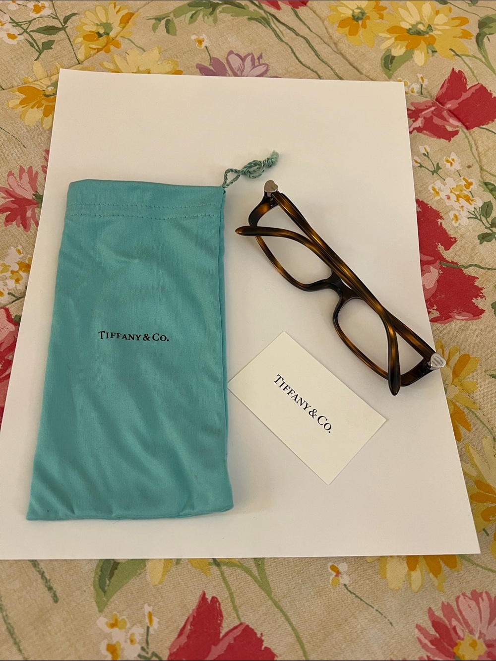 Tiffany & Co. heart turquoise case with tortoiseshell eyeglasses
